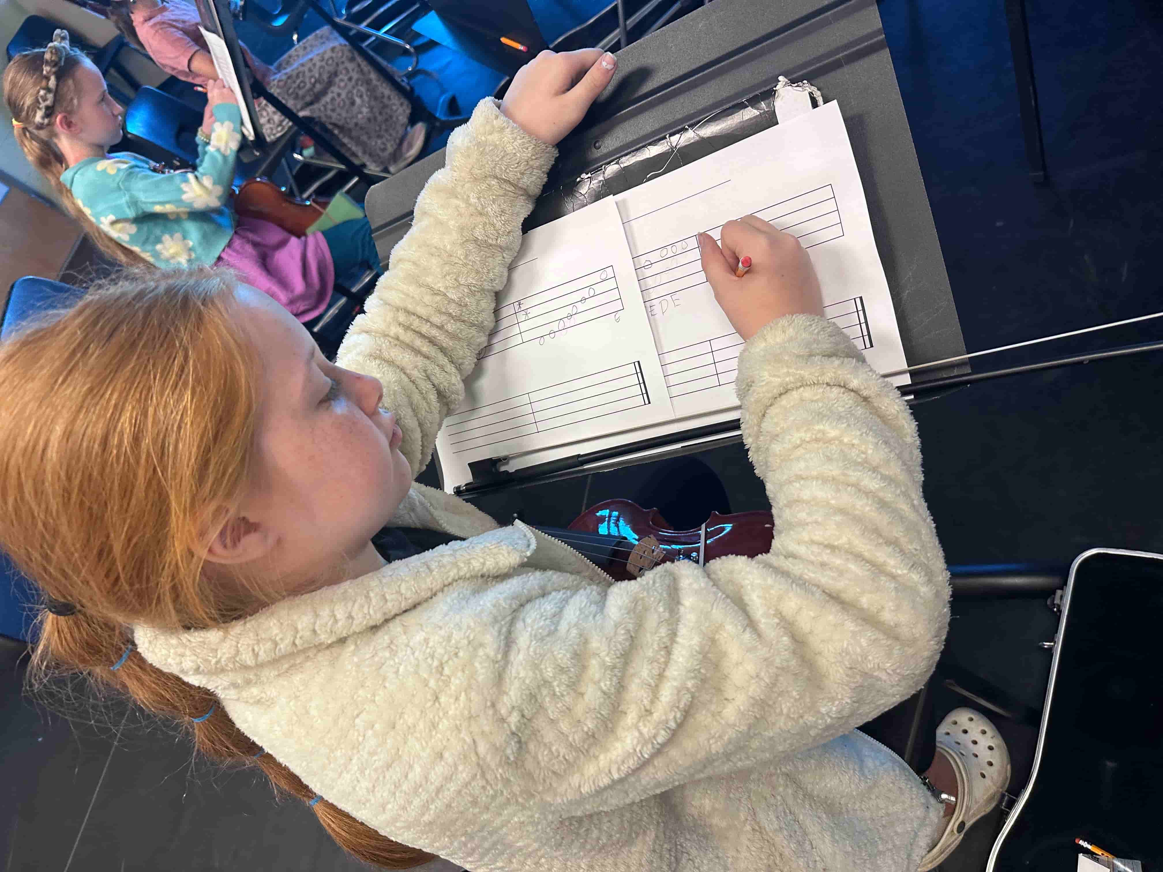 Student composing original music during Brandi Hart musical enrichment workshop
